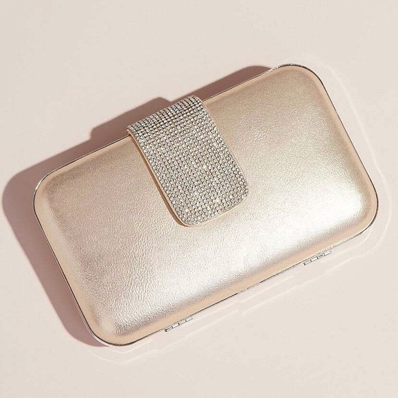 Crystal Closure Metallic Minaudiere - Picture 2 of 6